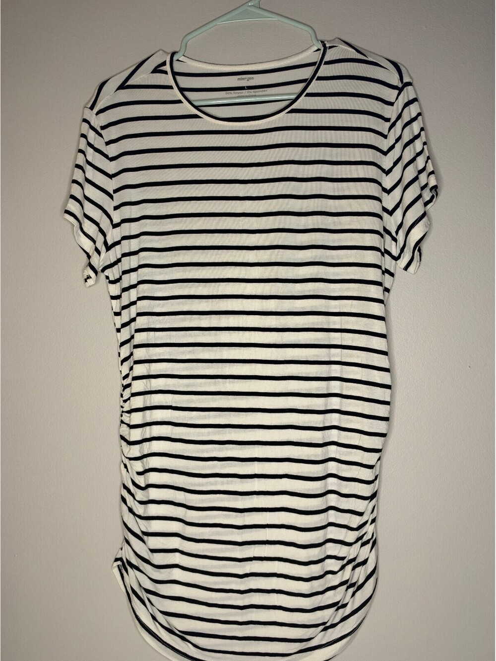 Women's striped ruched side maternity top